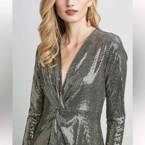 Elie Tahari Sequin Twist Cocktail Dress - Picture 4 of 13